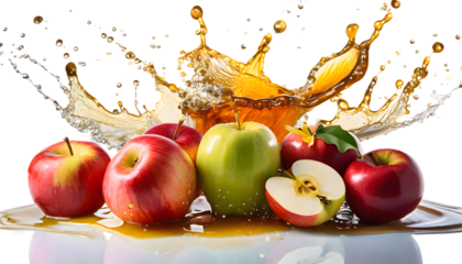 Rosh Hashanah still life Splashes on a white isolated background. Generative AI.