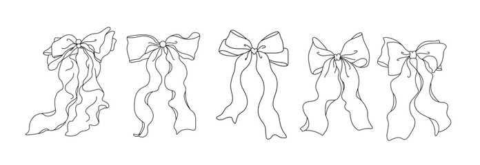 Line art bowknot, bow coquette style clip art 