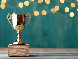 trophy on a pedestal, symbolizing reward for achieving business goals.