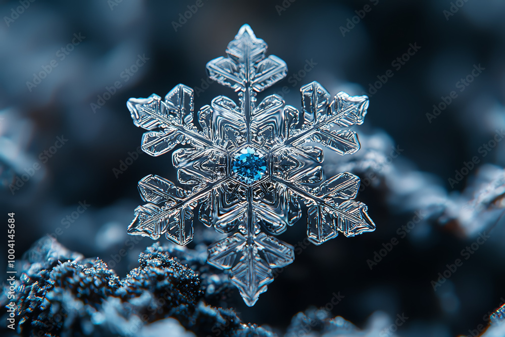 Canvas Prints an incredibly detailed close-up of a snowflake on a dark background, showcasing its intricate patter