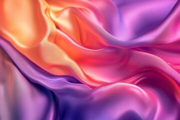 Obraz premium A luxurious silk fabric in vibrant colors, draped in folds with light hitting it at different angles, capturing the softness and sheen of the material. 