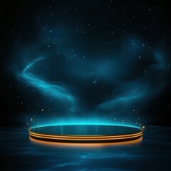 Golden Platform Under Blue Nebula