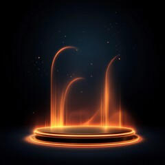 Glowing Stage With Abstract Orange Light Effects.