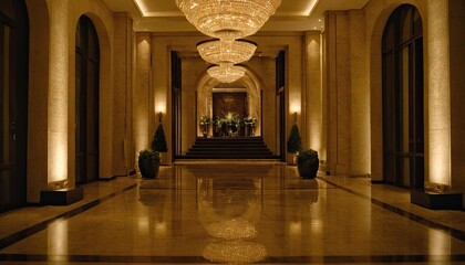 Fototapeta premium Luxurious Elegant Hotel Signboard at Night 3