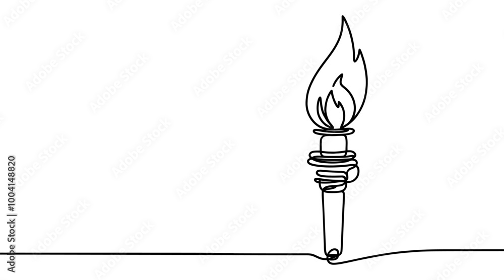 Poster continuous line drawing of the olympic torch. single line drawing of the olympic torch. line art of 
