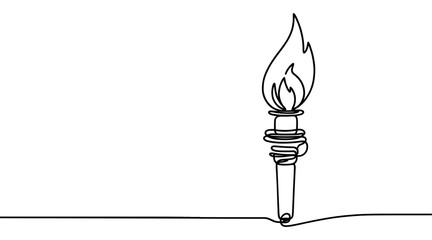 Continuous line drawing of the Olympic torch. Single line drawing of the Olympic torch. Line art of the Olympic torch. Vector illustration.