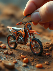 Detailed Close-Up of Miniature Motorcycle Model