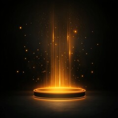 Glowing Stage with Light Rays and Particles