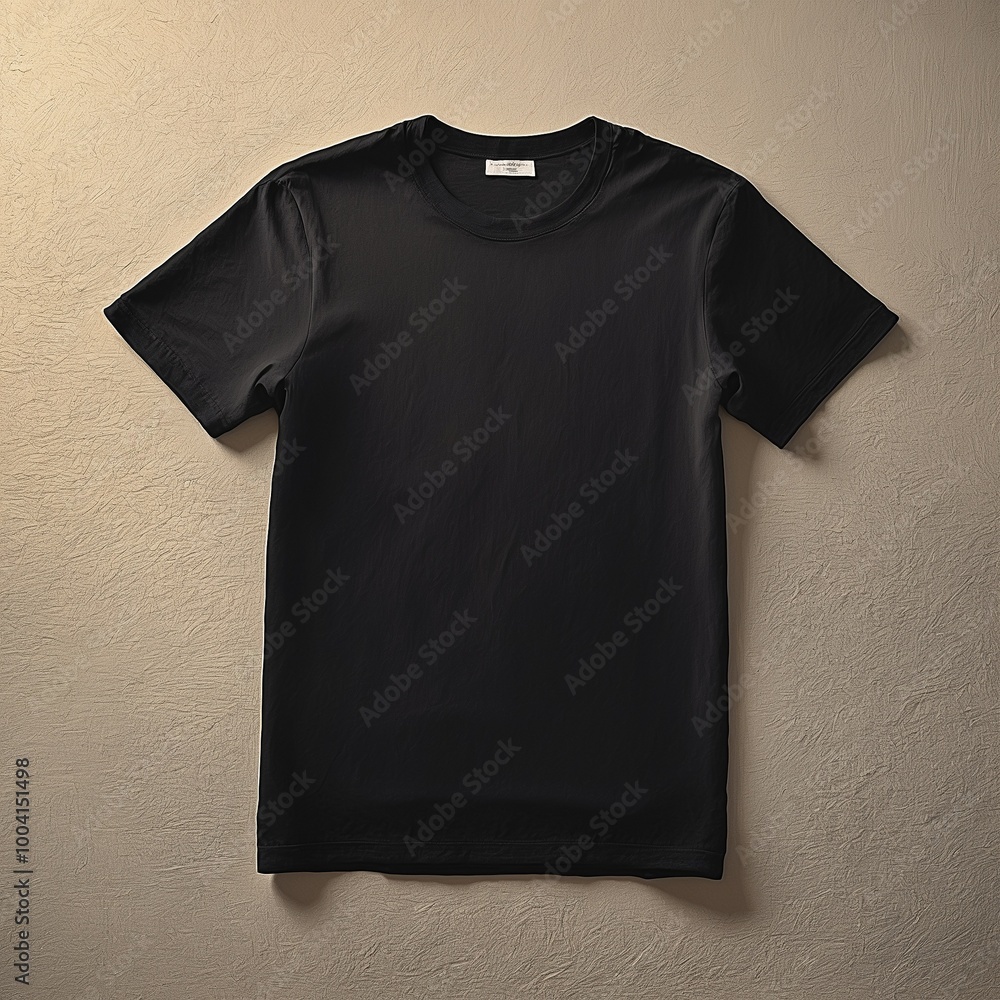 Wall mural Blank Black t-shirt mockup with copy space front view.Tee with Copyspace for advertising t shirt