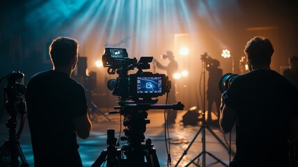Film Crew Filming Behind the Scenes.