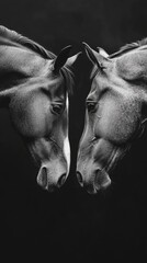 Naklejka premium two horses facing each other on a