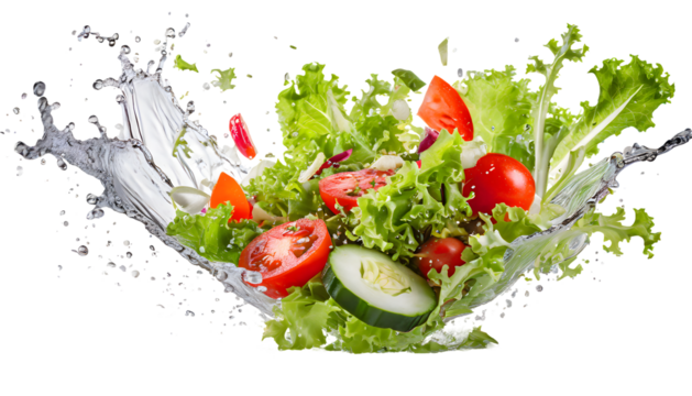 salad Splash on a white isolated background. Generative AI. - Powered by Adobe