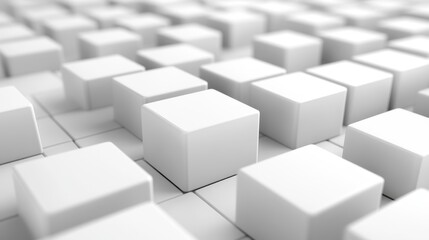 A close-up view of multiple white cubes arranged neatly, ideal for backgrounds in design projects, branding, or abstract concepts focusing on simplicity and minimalism,