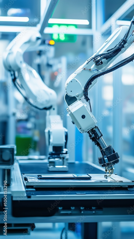 Aufkleber advanced robotic arm performing precise assembly tasks in a modern manufacturing facility during day