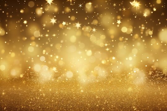 Vector golden background glitter lights effect.