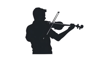 Fototapeta premium Silhouette of a Violinist Performing on a Dark Stage