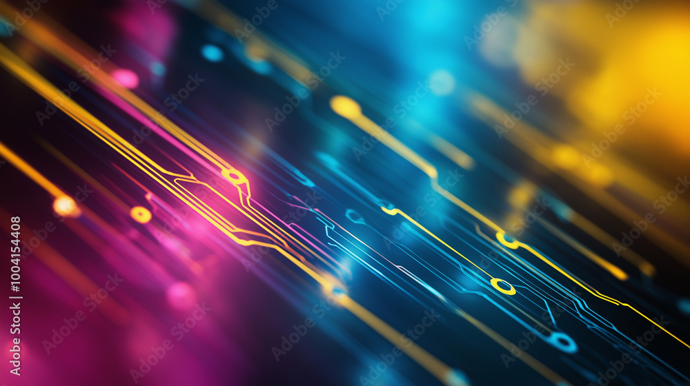 Poster a beauty futuristic abstract background in a high-tech style. shining lines and patterns resembling 