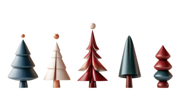 Modern Christmas Tree Designs,isolated on a white background. cutout PNG file on a transparent background. PNG format