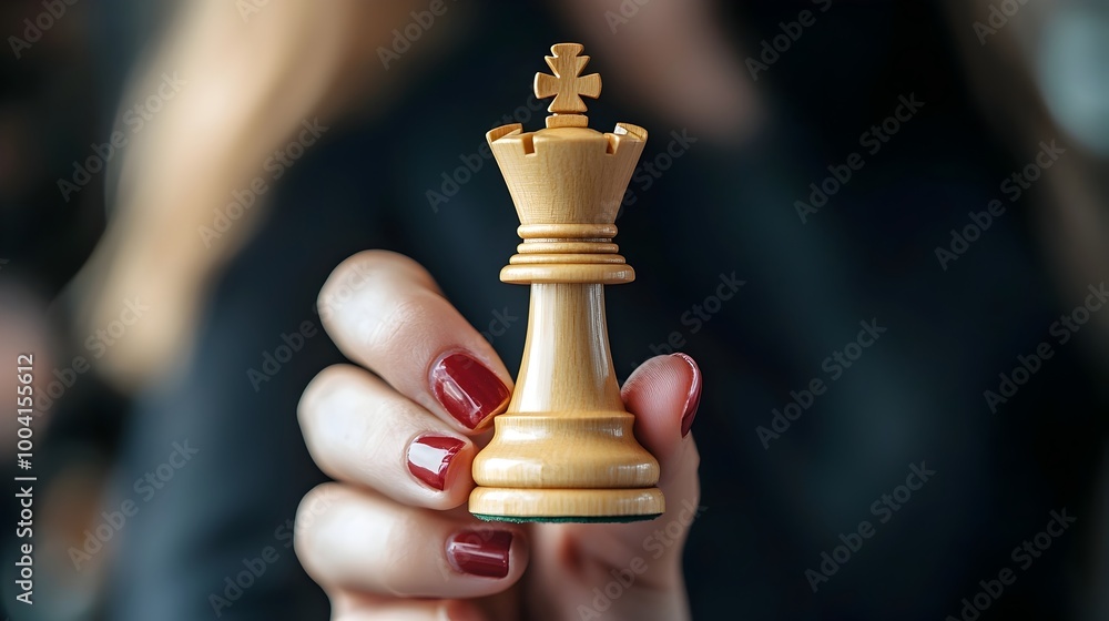 Poster Strategizing the Next Move with Chess Piece in Hand