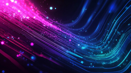 Obraz premium A beauty futuristic abstract background in a high-tech style. Shining lines and patterns resembling neural networks, connections, and digital circuits.