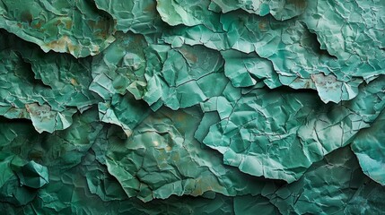 crumpled torn and old green paper 