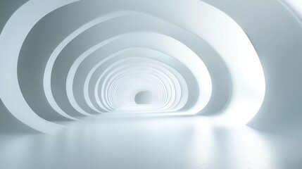 Obraz premium A futuristic white tunnel in a minimalist setting