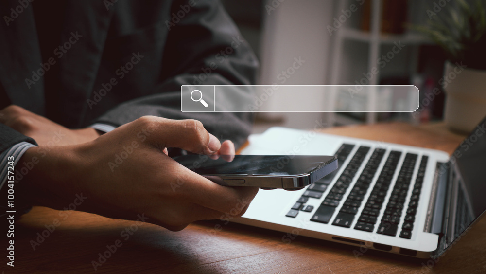 Poster data search technology search engine optimization. discover the power of mobile and laptop for searc