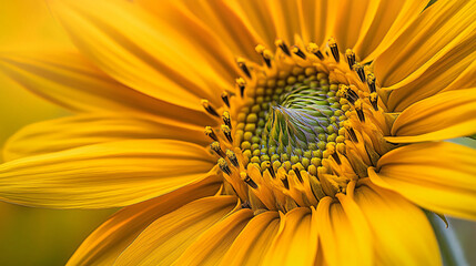 A vibrant close-up photograph of a sunflower in full bloom, with bright yellow petals and a detailed center.