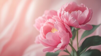 Fototapeta premium Delicate pink peonies blooming in soft light