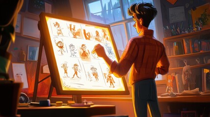 Artist Working on Character Designs.