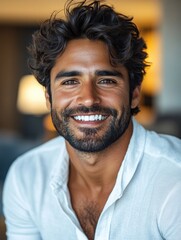 Obraz premium Smiling Man with Short Hair