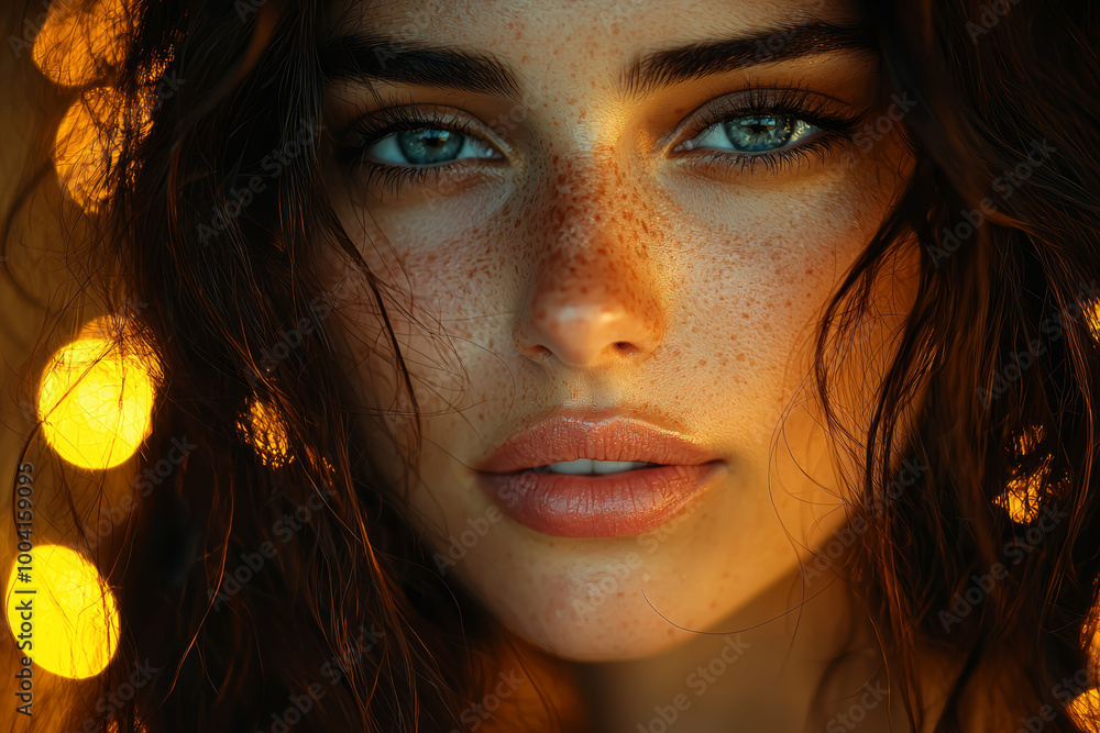 Poster bokeh lights in the background of a portrait, adding a dreamy, soft effect to the scene. concept of 