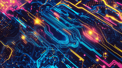 A beauty futuristic abstract background in a high-tech style. Shining lines and patterns resembling neural networks, connections, and digital circuits.