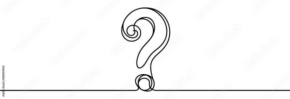Poster continuous linear drawing of question mark. one line drawing background. vector illustration. questi