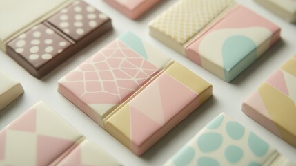 Fototapeta premium Abstract Geometric Pattern Tiles in Pink, Yellow, and Blue.