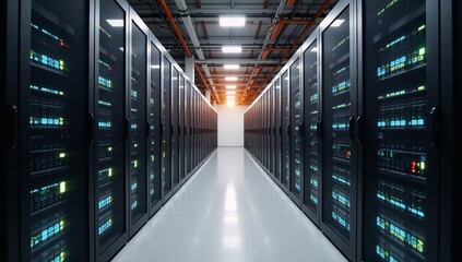 Fototapeta premium Big Data Center begins its digitalization journey through SAAS and cloud computing services