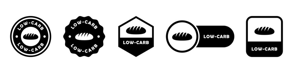 Low Carb - vector signs for food package labeling.