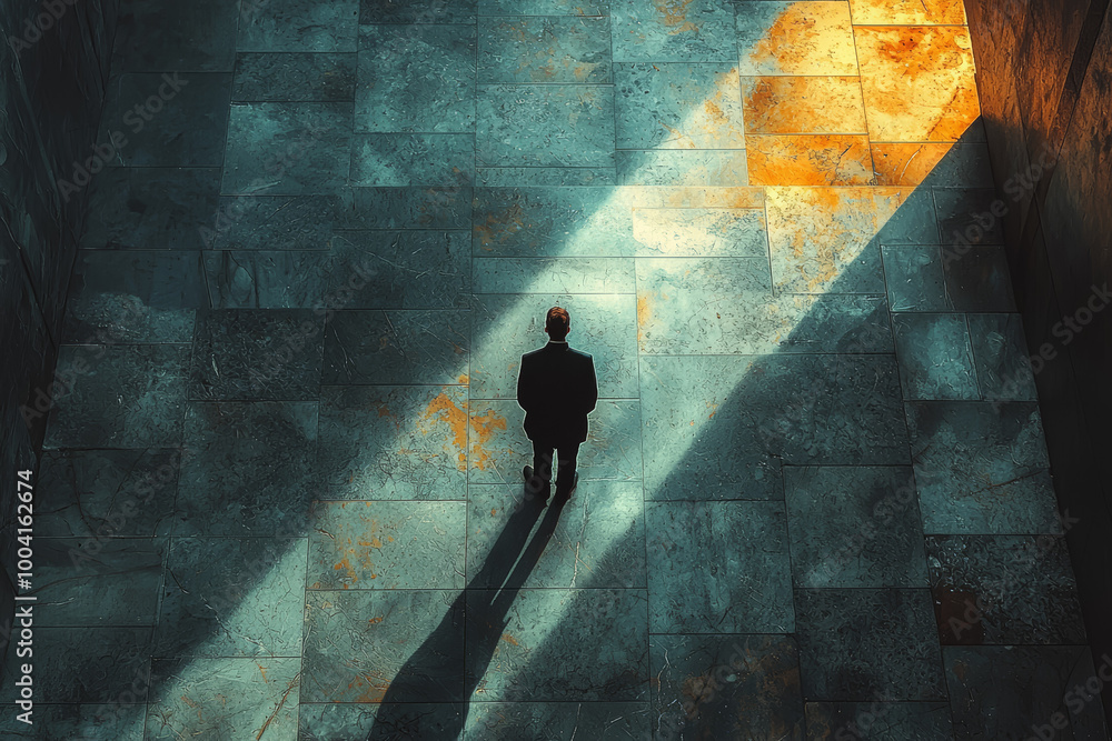 Poster a photographer capturing shadows and light in unusual compositions, creating an abstract photo serie