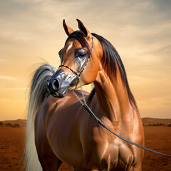 Obraz premium Arabian horse, horse in the sun 