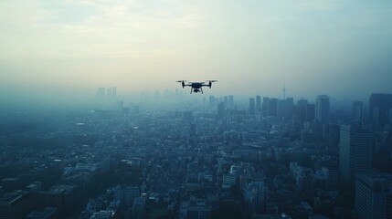 Fototapeta premium Drone Flying Over Cityscape
