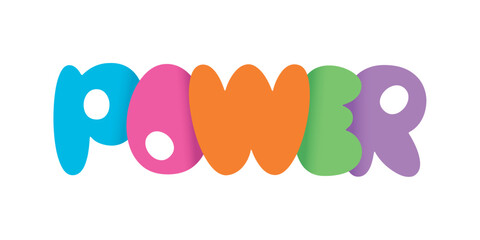 cute power logo. chubby power word. multicolor power concept