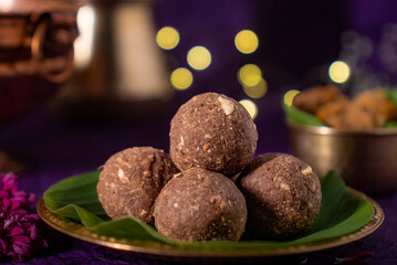Indian Traditional Flax Seeds Laddu, Nachni Laddoo Delicious Healthy Energy Laddoo with dryfruits
