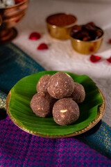 Indian Traditional Flax Seeds Laddu, Nachni Laddoo Delicious Healthy Energy Laddoo with dryfruits