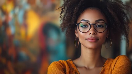 dynamic black female manager leading a brainstorming session in a colorful creative studio filled with inspiring artwork as she encourages diverse ideas and fosters collaboration among her team