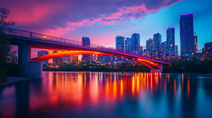 Obraz premium A vibrant bridge connecting two cultural districts