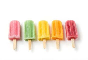 Colorful popsicles in vibrant shades of pink, green, yellow, and orange evoke sense of joy