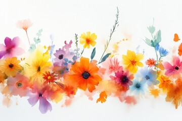 Colorful Wildflower Watercolor Artwork