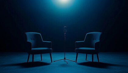 Behind the Scenes Empty Scene with Two Chairs Spotlights