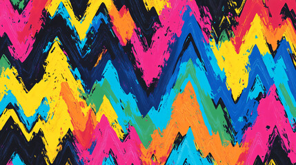  A vibrant abstract pattern with zigzag lines and bright colors. 