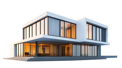 modern house, isolated on a white background. Modern city skyscrapers, and cityscape buildings. cutout PNG file on a transparent background. PNG format